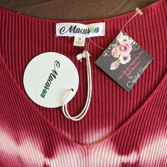 Macaron Red & White Dyed Sweater Dress - Picture 3 of 7